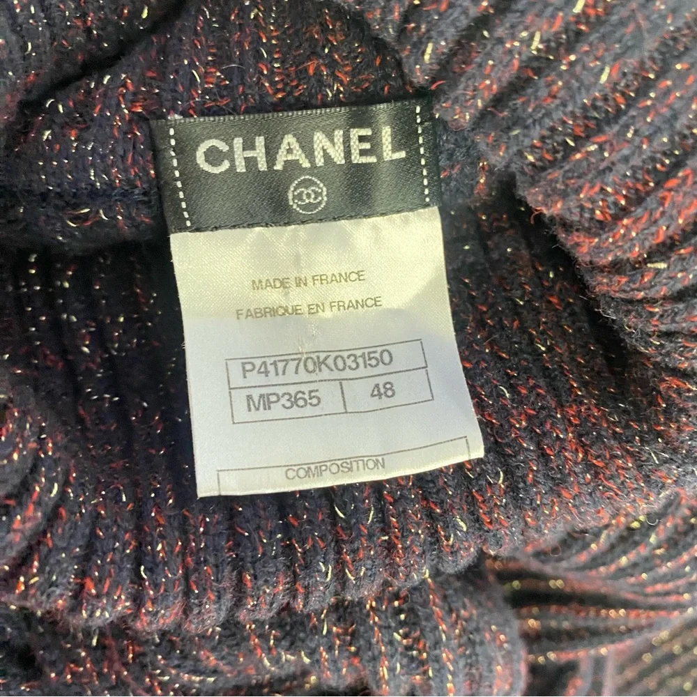 CHANEL DRESSES Roll Neck Sweater Dress Cashmere Blend Size 46 FRANCE